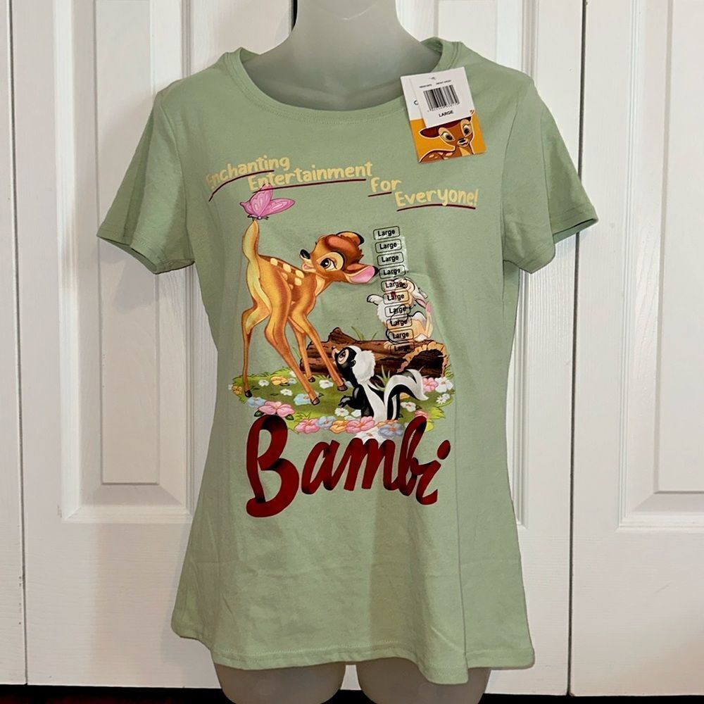 Disney Bambi Cartoon Shirt Tee T-Shirt Juniors Large L NWT